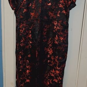 Elegant Black and Red Floral Dress